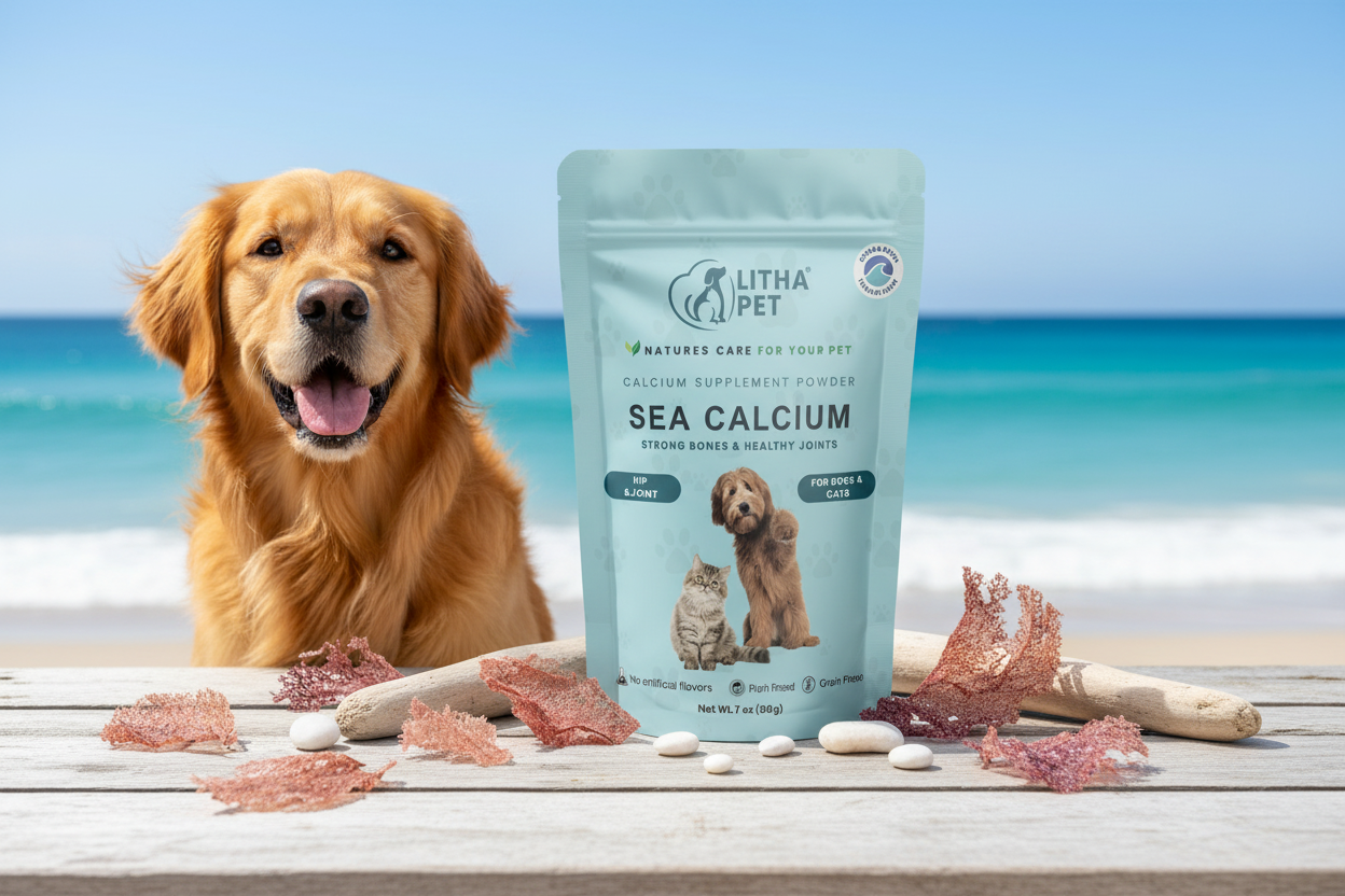 Mutlu köpek ve doğal deniz kalsiyumu SEA CALCIUM