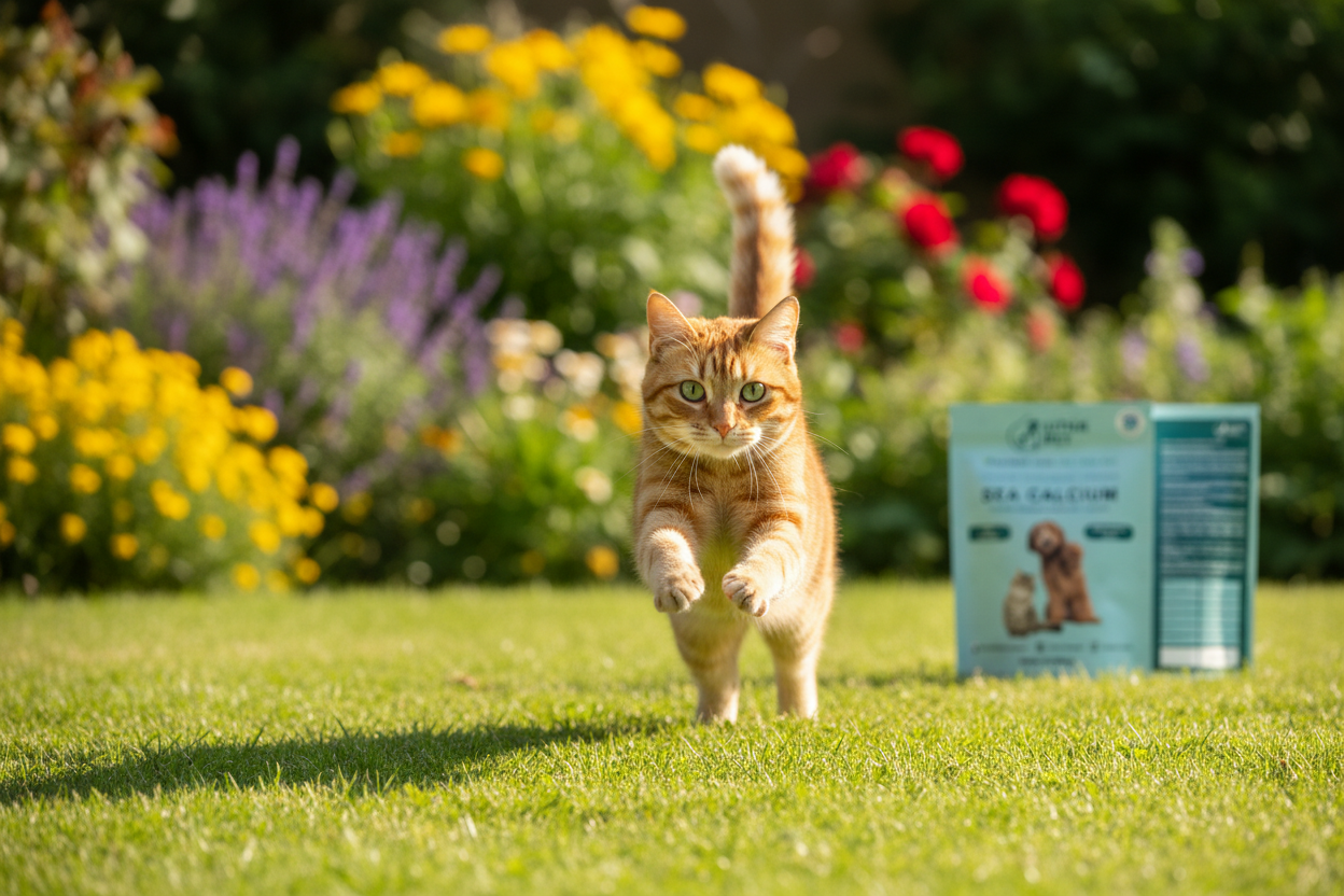 Sea Calcium ile Bahçede Zıplayan Kedi 4